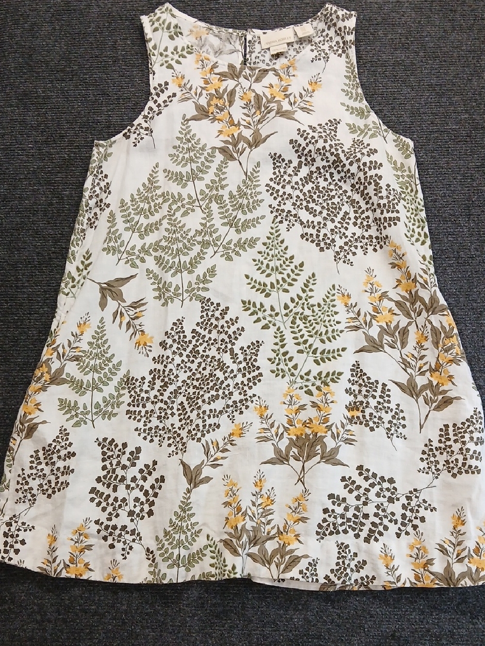 Cynthia Rowley Botanical Print A-line Dress with Yellow & Olive Green